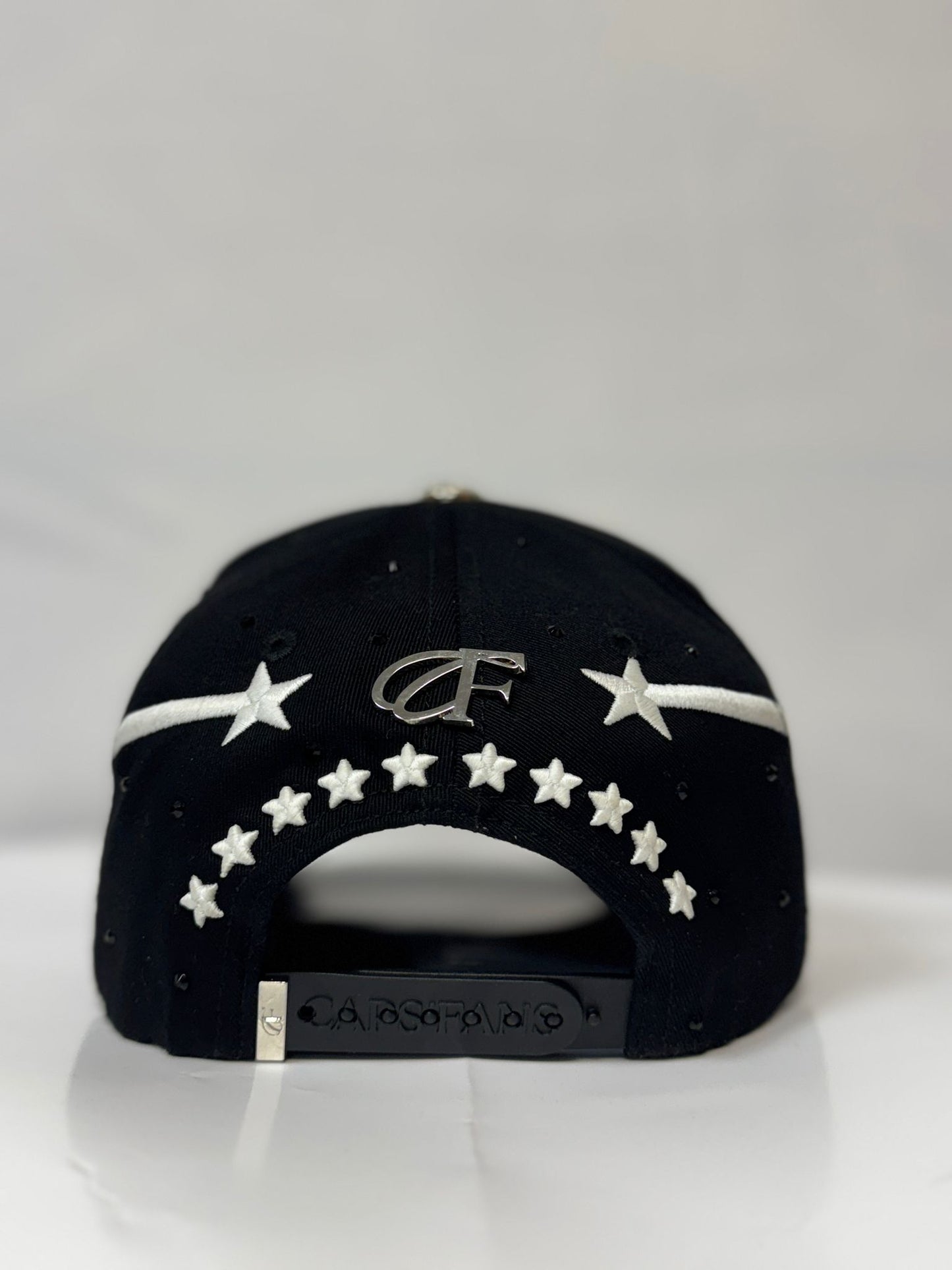 Hat Black Silver Stars Crystals