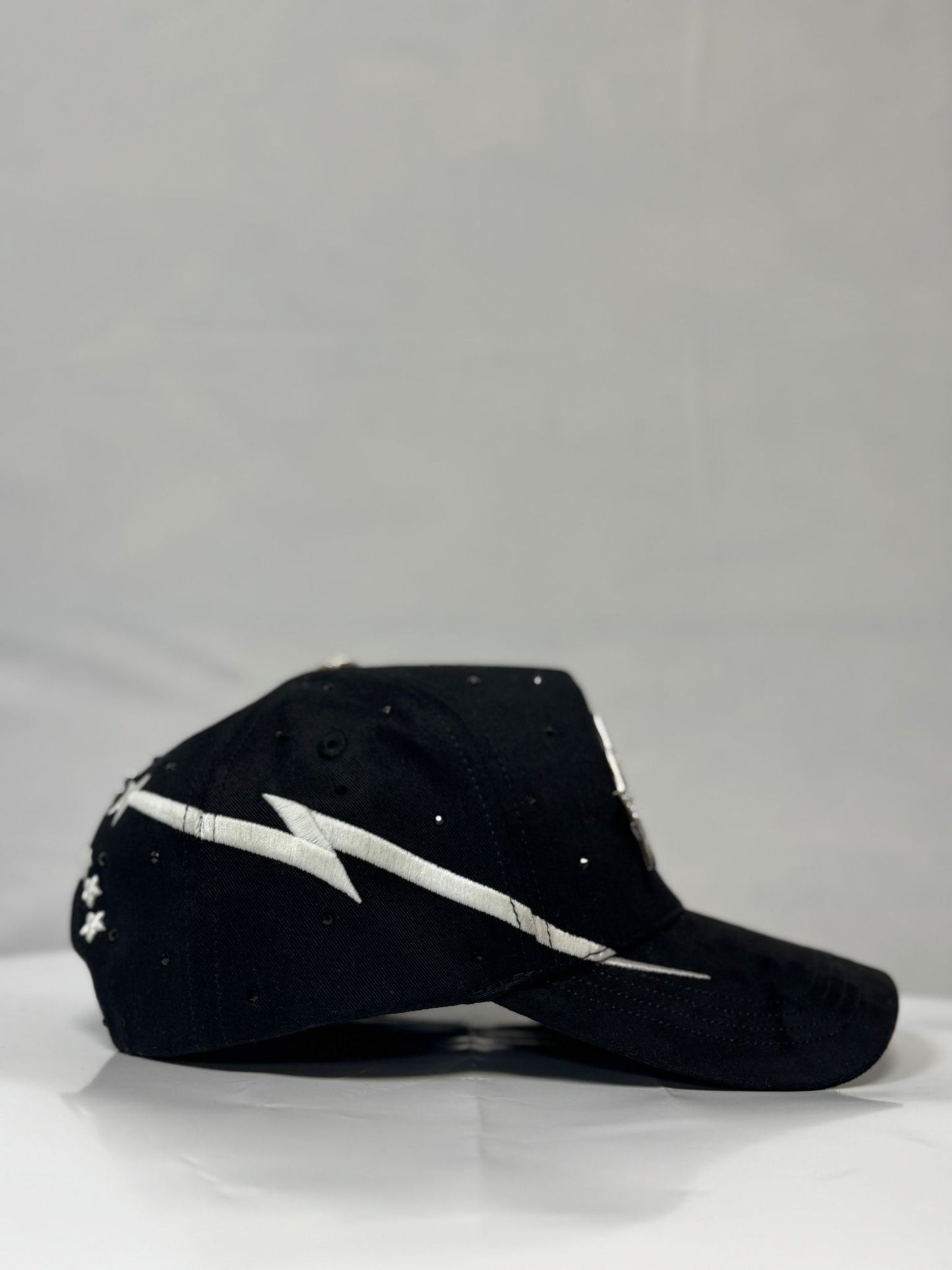 Hat Black Silver Stars Crystals