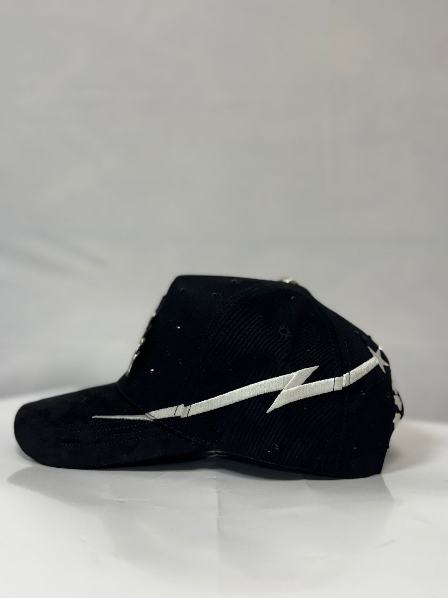 Hat Black Silver Stars Crystals