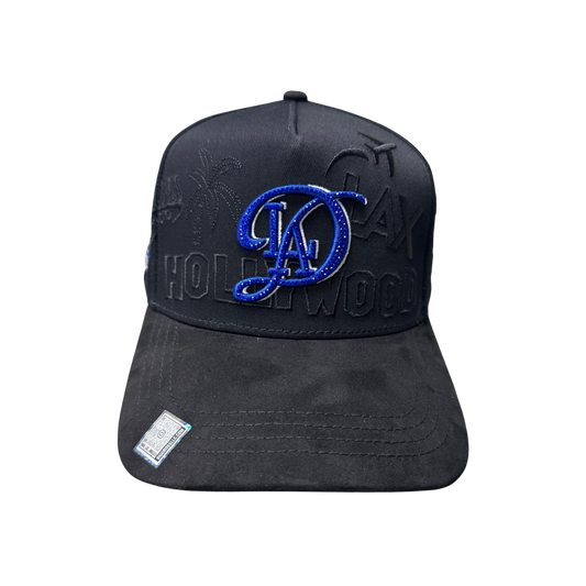 Hat LA D Full Embroidered Black/Blue