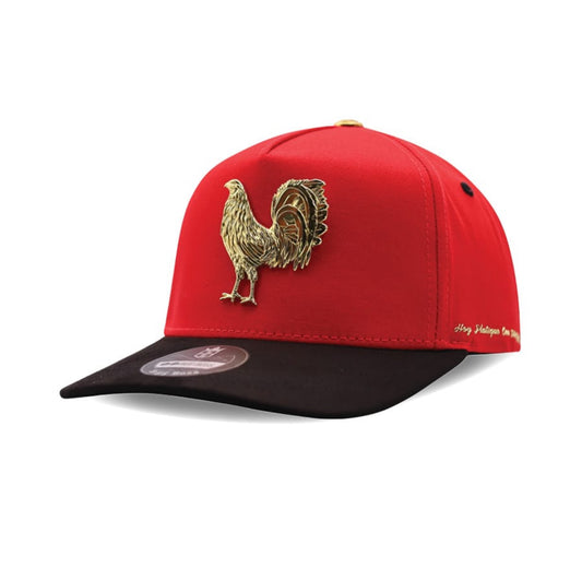 Hat Gold Rooster Red